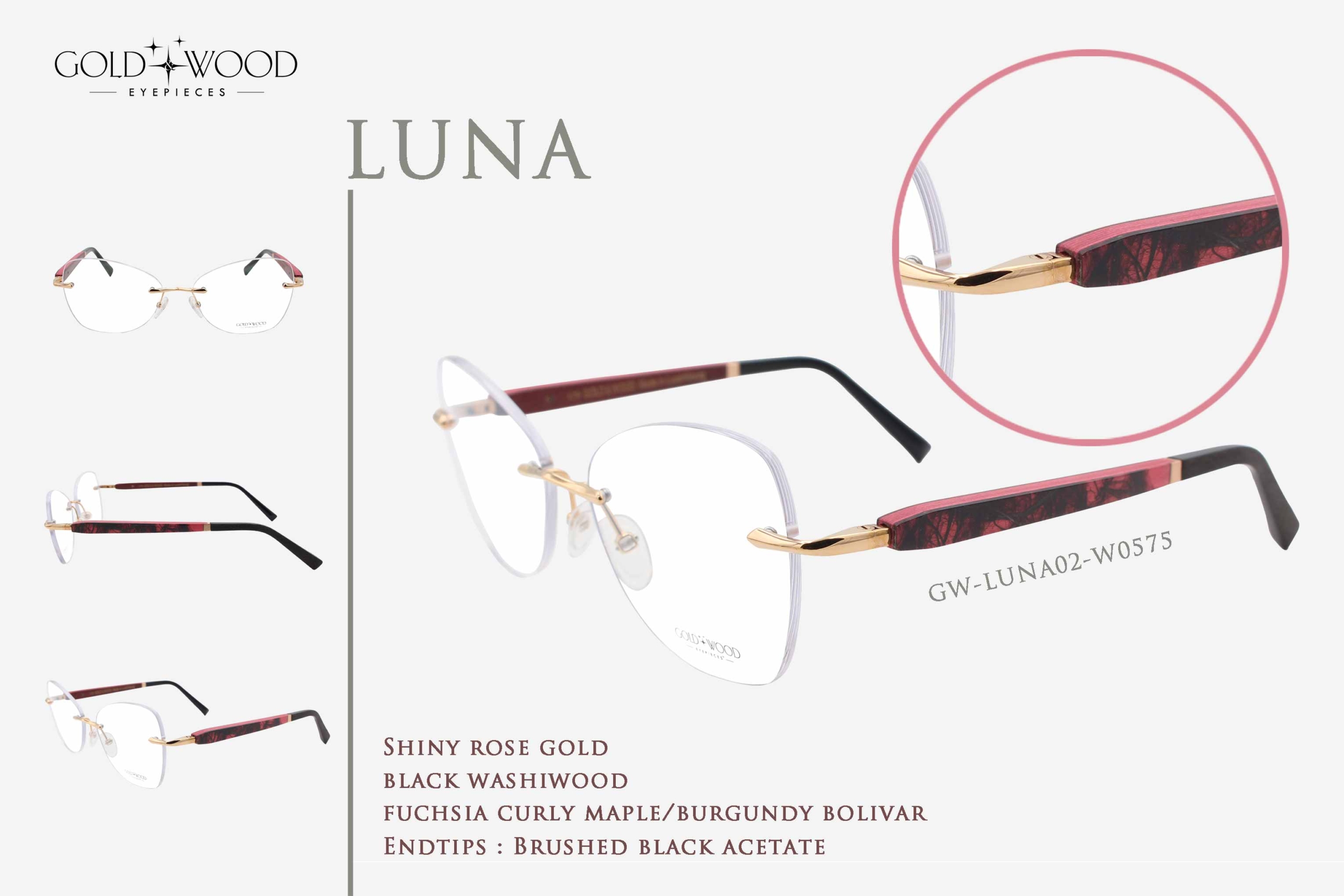 Gold and wood rimless glasses elegance 4