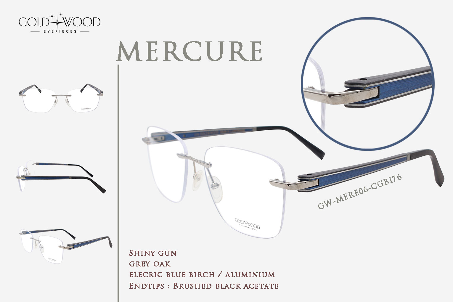 Gold and wood rimless glasses elegance 7