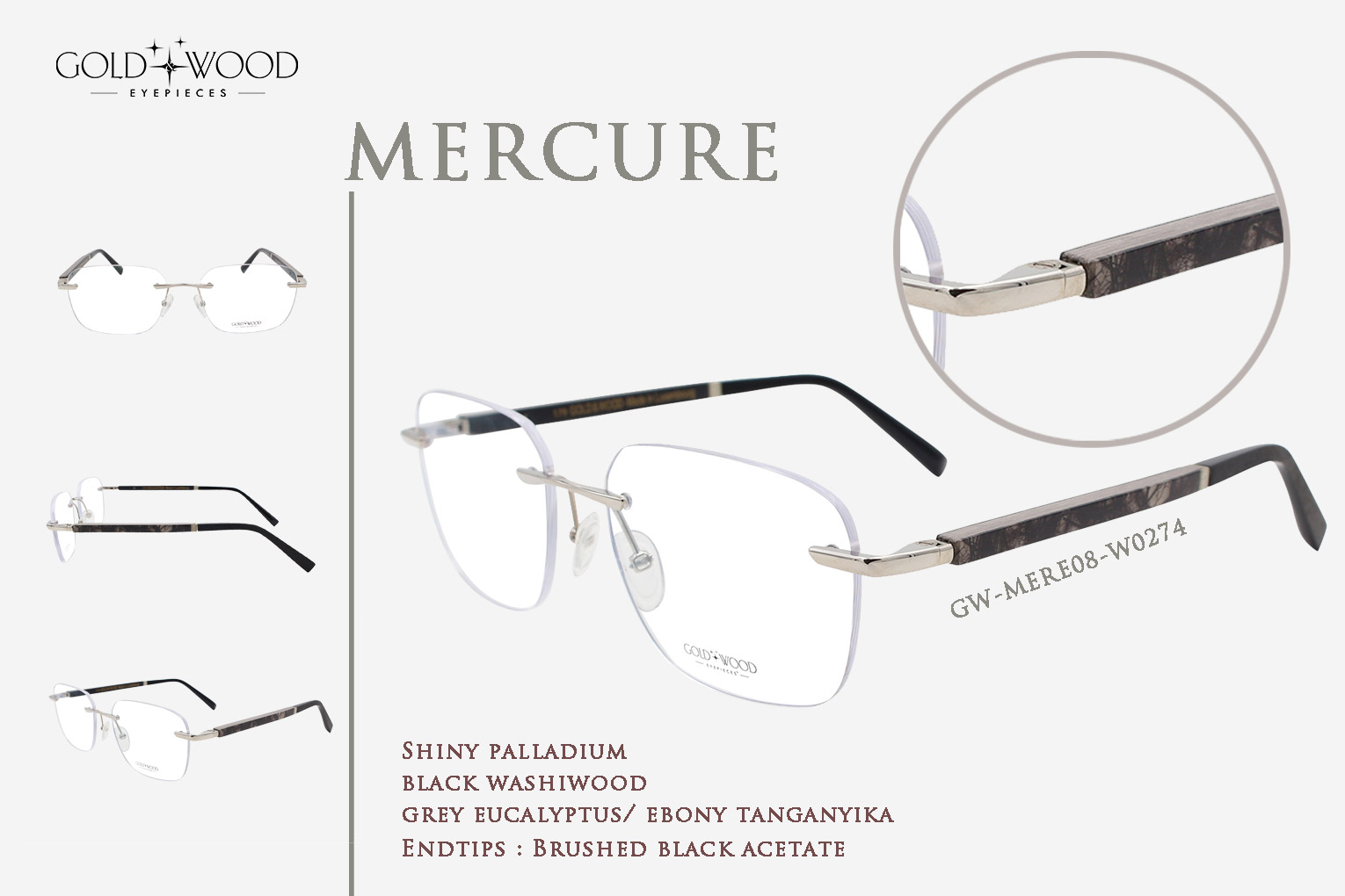 Gold and wood rimless glasses elegance 8