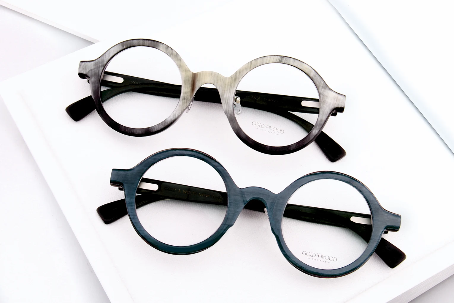 Gold and wood real buffalo horn glasses art 2