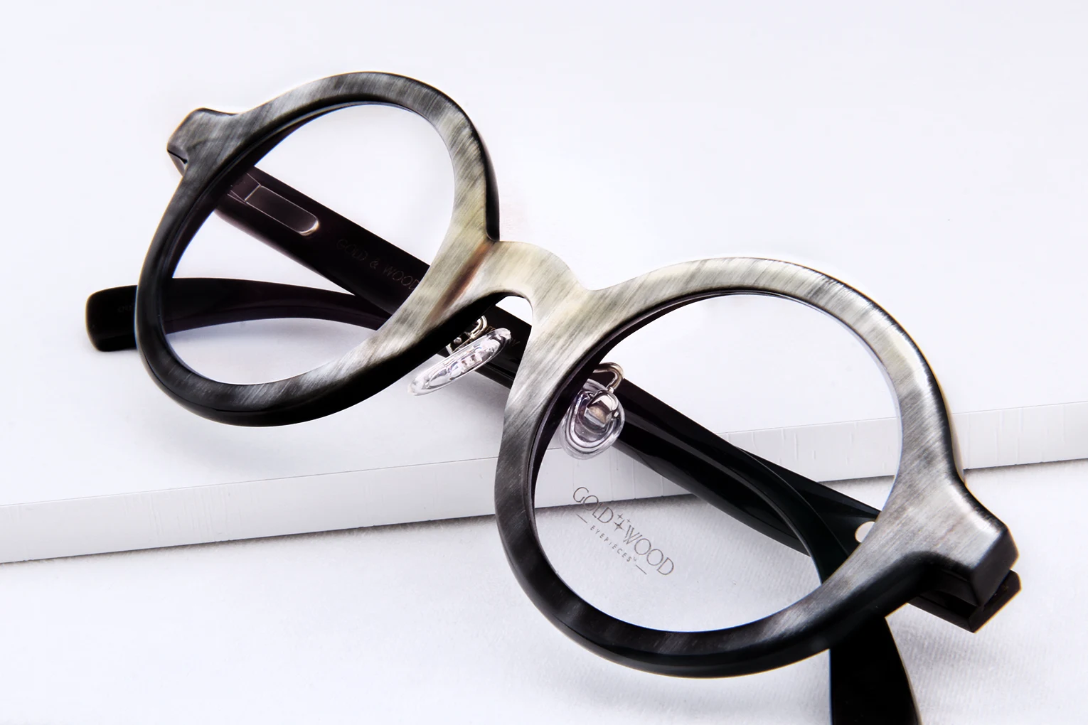 Gold and wood real buffalo horn glasses art 4