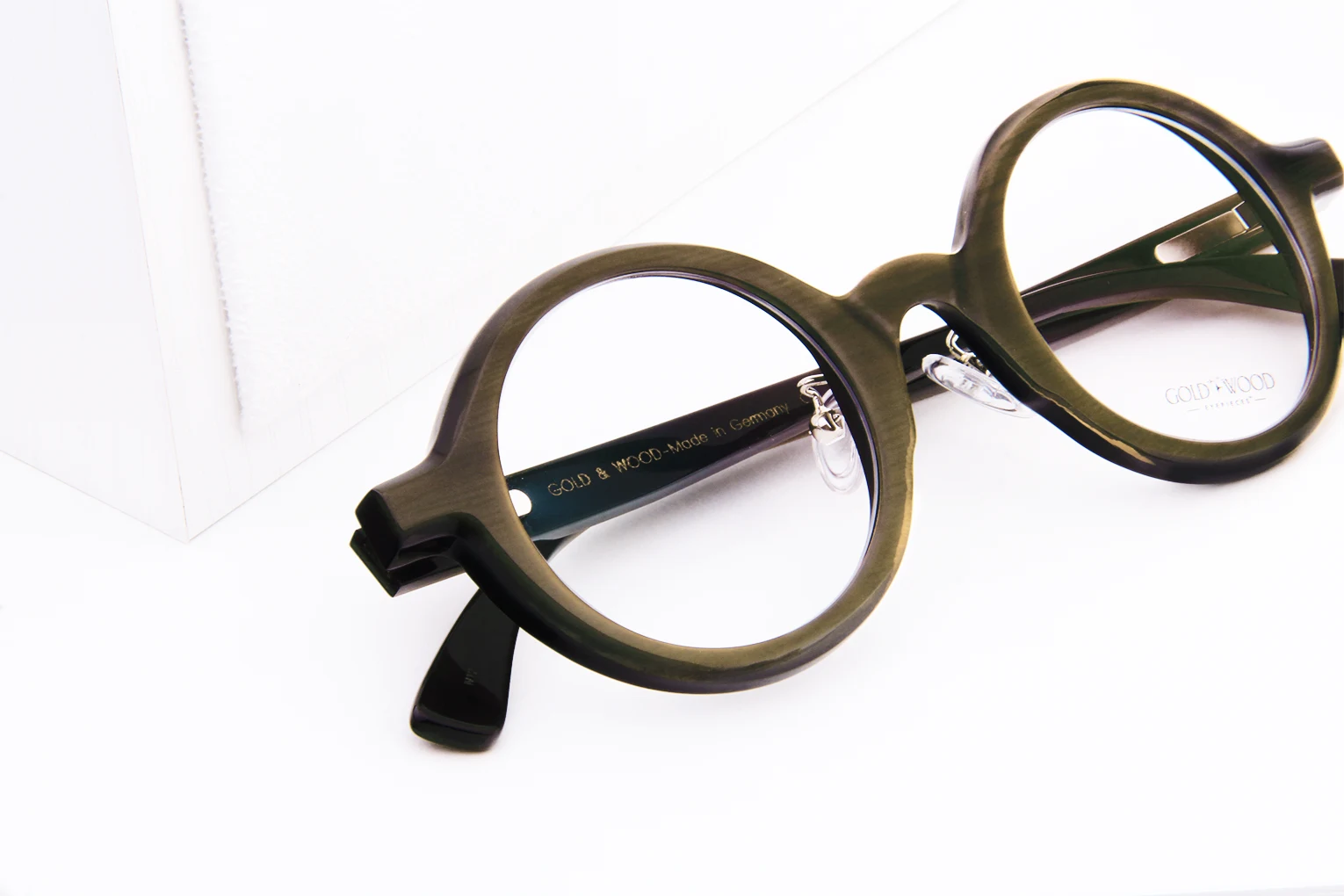 Gold and wood real buffalo horn glasses art 7